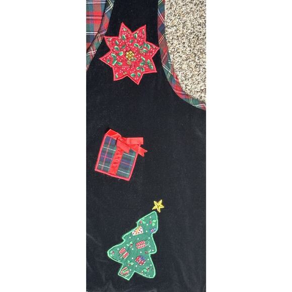 Vtg 90s Casey & Max Ugly Christmas Vest M Black Velvet Tartan Retro Patchwork - Picture 3 of 6